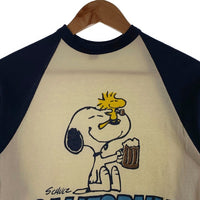 70's ARTEX SCHULZ CALIFORNIA スヌーピープリント ラグランスリーブカットソー ホワイト ネイビー Size M 福生店