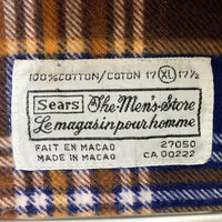 Sears シアーズ チェック ネルシャツ ネイビー×ブラウン sizeXL 瑞穂店