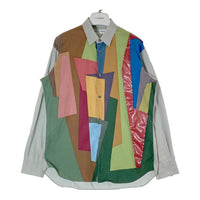 COMME des GARCONS SHIRT コムデギャルソンシャツ S28020 Artwork by Karl Benjamin マルチカラー 長袖シャツ グレーsizeM★襟袖お汚れ 瑞穂店