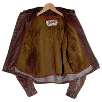 70's~ Schott ショット レザーライダースジャケット ブラウン 襟付 ボアライナー付 USA製 Size 42 福生店