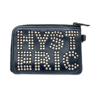 HYSTERIC GLAMOUR ヒステリックグラマー スタッズロゴ レザー ミニウォレット ブラック ※カードケース剝がれアリ、ストラップナシ 瑞穂店