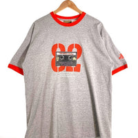 90's PNB NATION CLOTHING ピーエヌビー リンガーTシャツ プリント グレー オレンジ USA製 Size L 福生店
