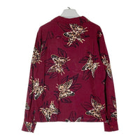 Stussy ステューシー レーヨン バタフライ柄 長袖オープンカラーシャツ レッド sizeM 瑞穂店