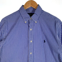 Ralph Lauren ラルフローレン CLASSIC FIT ボタンダウン ストライプシャツ ブルー ホワイト Size 16 福生店