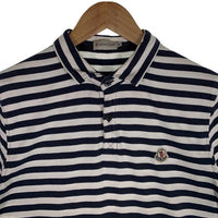 MONCLER モンクレール POLO SHIRT ボーダー ワッペン ポロシャツ ホワイト ネイビー Size M 福生店
