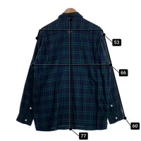 80's STUSSY ステューシー コットン オープンカラーフランネルチェックシャツ ブラックウォッチ 長袖 ネイビー グリーン USA製 黒タグ Size M 福生店