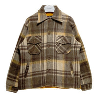 C.P.O. 70's 台湾製 リネン混 ウール チェックCPOシャツ ブラウン size- 瑞穂店