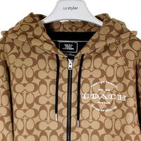 COACH コーチ シグネチャー柄 ジップアップフーディ パーカー ベージュ sizeM 瑞穂店