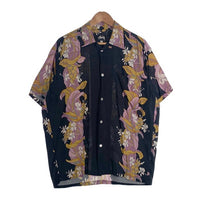 80's STUSSY ステューシー オープンカラーレーヨンシャツ アロハ ハワイアン 半袖 ブラック USA製 黒タグ Size S 福生店