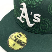 New Era ニューエラ MLB オークランド・アスレチックス ベースボールキャップ ペイズリー グリーン Size 8 (63.5cm) 福生店