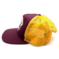 90's 00's STUSSY ステューシー STUSSY HATS メッシュ キャップ バーガンディー イエロー 福生店