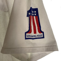 SCREAMING HOUSE スクリーミングハウス 星条旗 プリントTシャツ ホワイト USA製 Size L 福生店
