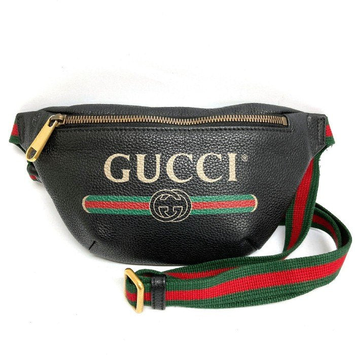 GUCCI グッチ ロゴプリント スモールベルト ショルダーバッグ ボディバッグ 527792 ブラック 瑞穂店