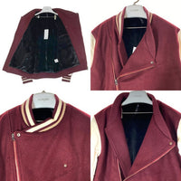 glamb グラム 袖フェイクレザー ウールスタジャン ダブル GB15WT/JKT11 バーガンディー Size 4 瑞穂店