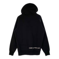 SUPREME シュプリーム 18AW COMME des GARCONS SHIRT コムデギャルソンシャツ Split Box Logo Hooded Sweatshirt スプリットボックスロゴ プルオーバースウェットパーカー ブラック Size L 福生店