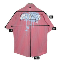 X-LARGE エクストララージ AIR BRUSH プリント USA製 半袖ストライプシャツ レッド size- 瑞穂店