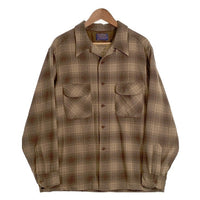 70's PENDLETON ペンドルトン Board Shirts ボードシャツ オンブレチェック ウール ベージュ ブラウン シャドー USA製 Size XL 福生店