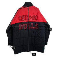 90's NBA CHICAGO BULLS シカゴ・ブルズ PRO PLAYER 中綿 ジャケット ブラック レッド Size L 福生店