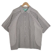 BRIGADE ストライプ ショートスリーブシャツ 半袖 ホワイト グレー Size M 福生店
