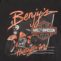 90's HARLEY-DAVIDSON ハーレーダビッドソン イーグル エンブレム バイク プリントTシャツ ブラック USA製 Size XL 福生店