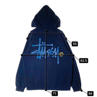 STUSSY ステューシー 銀タグ USA製 前後ストックロゴ プルオーバーパーカー ネイビー sizeL 瑞穂店