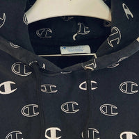 Champion チャンピオン リバースウィーブ Cマーク 総柄 ロゴプリント パーカー ブラック sizeM 瑞穂店