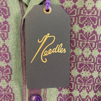 Needles ニードルズ 23SS Cabana Shirt カバナシャツ 開襟 半袖 ジャカード グリーン パープル MR242 Size M 瑞穂店