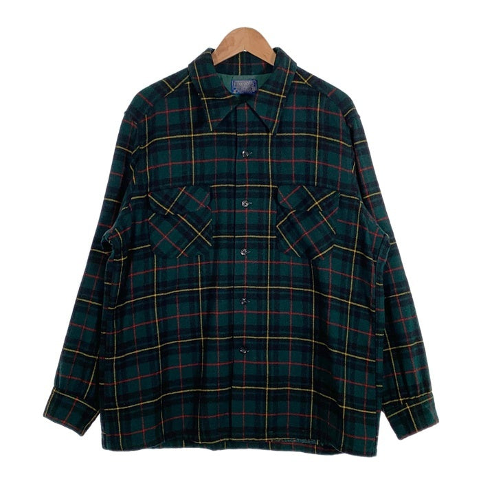 pendleton 70s ウールボードシャツ オープンカラー グリーン系