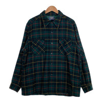 70's PENDLETON ペンドルトン オープンカラー ウール タータンチェック ボードシャツ グリーン Size XL 福生店