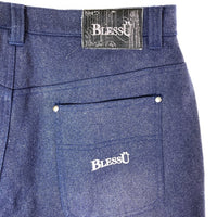 BLESS U ブレスユー duck wash double knee shorts ダブルニー ショートパンツ ブルー sizeL 瑞穂店