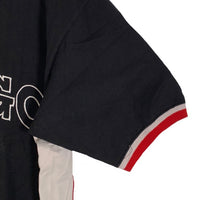 90's~ Champion チャンピオン NBA CHICAGO BULLS シカゴ・ブルズ Vネック プルオーバートップス 半袖 ブラック レッド Size L 福生店