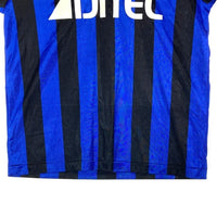 adidas アディダス デサント ストライプ 長袖ゲームシャツ ブルー×ブラック sizeM-L 瑞穂店