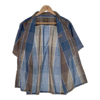 TENDERLOIN テンダーロイン T-POLY CHECK SHT チェーンロゴ刺繍 チェック オープンカラーシャツ 半袖 グレー ブルー 薄手 Size M 福生店