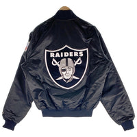80-90's NFL RAIDERS レイダース ナイロンスタジャン 中綿 刺繡 ワッペン ブラック STARTER PRO LINE USA製 Size XL 福生店