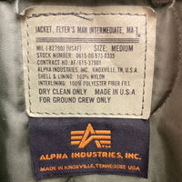 ALPHA INDUSTRIES アルファインダストリーズ USA製 MA-1 グラウンドクルー オリーブ sizeM 瑞穂店