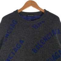 BALENCIAGA バレンシアガ 20AW ALL OVER LOGO CREWNECK クルーネック ニット セーター グレー 623283 T1567 Size M 福生店