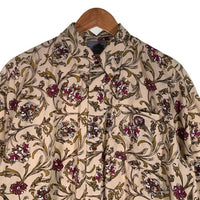 90's JIMMY'S ジミーズ ボタンダウンシャツ ボタニカル柄 ベージュ 半袖 Size L 福生店