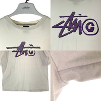 STUSSY ステューシー ロゴパープルTシャツ 黒タグ ホワイト sizeXL 瑞穂店