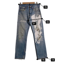 better with age ベターウィズエイジ Levi's リーバイス 501 デニムパンツ プリント 刺繡 Recycled Garment インディゴ ダメージ Size 32 福生店