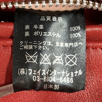 666 トリプルシックス LJM-8 ステアハイド タータン裏地 カーキベージュファスナーテープ フロントフラップ ライダースジャケット ディープレッド size44 瑞穂店