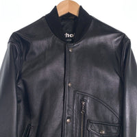 Schott ショット Leather Varsity Jacket 羊革 レザー ヴァーシティー ジャケット ブラック 7571 USA製 Size 38 福生店