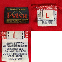 Evisu エヴィス Vガゼット Tシャツ フットボールT レッド デニム地ロゴ Size L 福生店
