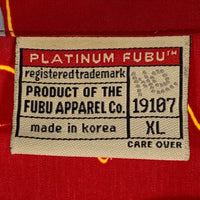 PLATINUM FUBU プラチナム フブ プリント 半袖シャツ レッド ポリエステル Size XL 福生店