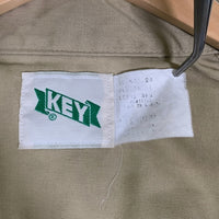 80-90’s KEY キー チノツイル ワークシャツ プレーン 長袖 ベージュ USA製 Size S-M 相当 福生店