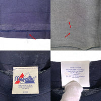 90's majestic マジェスティック Newyork Yankees ニューヨークヤンキース チームロゴ プリント #7 半袖 Tシャツ ネイビー USA製 Size L相当 福生店