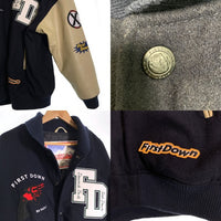 FIRST DOWN ファーストダウン FREAKS STORE フリークスストア 袖レザー ウール スタジアムジャケット スタジャン 中綿 ネイビー 223-1561 Size L 福生店