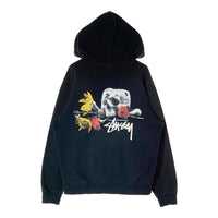 STUSSY ステューシー スカル 薔薇 バラ パーカー ブラック sizeM 瑞穂店