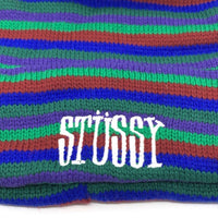 80-90's STUSSY ステューシー ロゴ刺繡 ロングビーニーキャップ グリーン レッド ブルー パープル タグなし 福生店