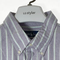 Ralph Lauren ラルフローレン CLASSIC FIT オックスフォード ストライプ 半袖シャツ パープル sizeXXL 瑞穂店