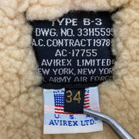 AVIREX アヴィレックス USA製 B-3 フライトジャケット ブラウン size34 瑞穂店